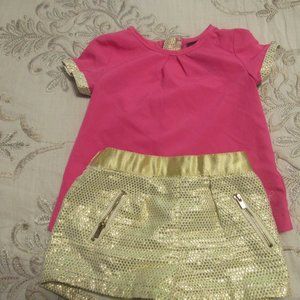 Toddler Girl  Outfit -  Pink/Gold